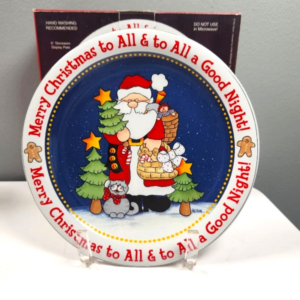 Kris Kringle & Critters Display Plate Stand Santa Claus Cookie Plate Collectable